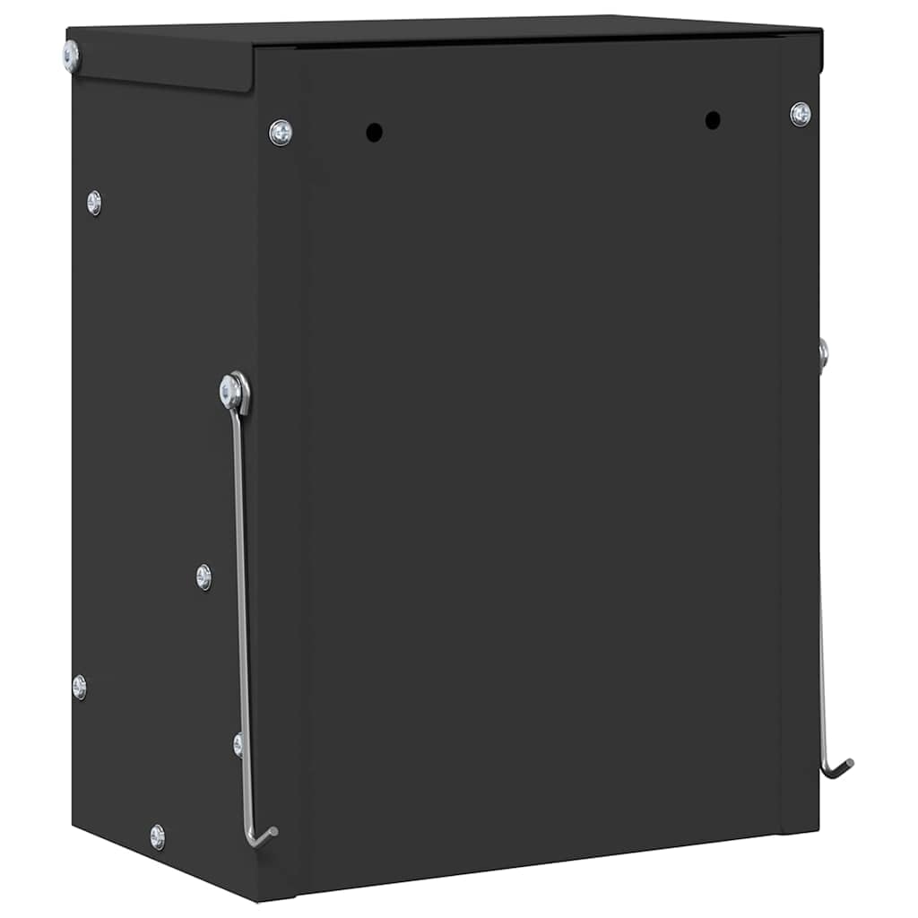 Comedero para conejos negro de acero laminado en frío, 20 x 12,5 x 25 cm, con gancho y drenaje, para interior y exterior, resistente a la intemperie para mascotas y roedores