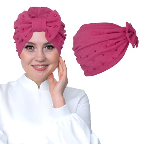 Turban rose extensible Bohend avec nœud élastique pour femmes et filles en taille M/L