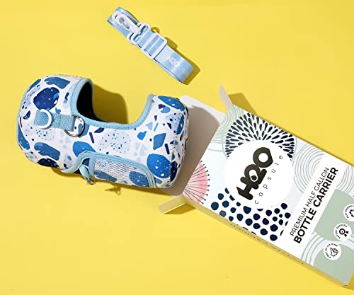 H2O Capsule Water Bottle Holder With Shoulder Strap - Half Gallon Water Bottle Accessories – Neoprene Sleeve With Phone Holder – 74Oz Drink Bottle Carrier For Walking And Hiking, Blue Collage #TOP2