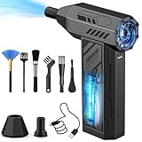 Kainsati Electric Air Duster 4 Gear Adjustable 130000RPM Super Power Cordless Compressed Air Duster Rechargeable Brushless Blower 4 Nozzles 10 Brushes for Computer, Keyboards, Home, Cars and Outdoor