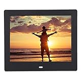 Marco de fotos, VBESTLIFE110-240V, digital, 8 pulgadas, se puede utilizar como despertador, reloj, calendario, etc. (negro)