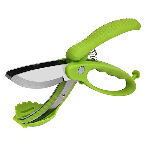Salad Scissors,Salad Chopper with Double Blades,Lettuce Vegetable Scissor for Chopped Salad, Stainless Steel Kitchen Gadgets for Tossing Cutting Salad