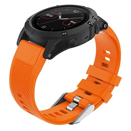 ISABAKE Armband för Garmin Fenix 5, hård silikon 22 mm bredd ersättningsrem för Fenix 5 Plus/Fenix 6/Fenix 6 Pro/Forerunner 935 945/Approach S60/Quatix 5 (Orange)