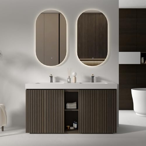 CITTANEO 60" Bathroom Vanity with Double Sink, Freestanding Double Sink