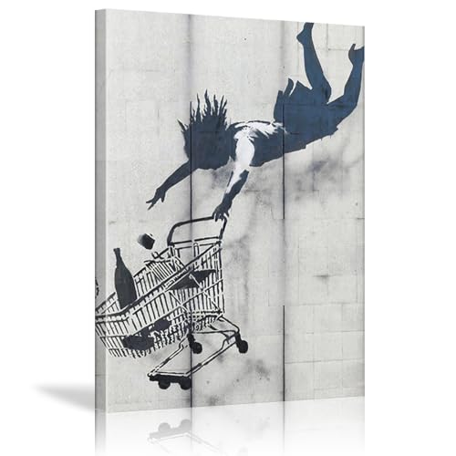 Tableau mural Banksy pour salon moderne : décoration murale loft avec graffiti 50x70cm