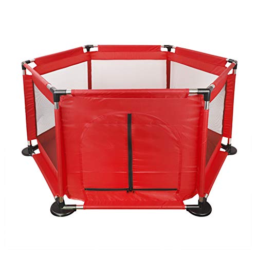 IPENNY Parc Hexagonal pour Enfants, Clôture Rampante pour Tout-Petits, Espace de Jeu Multifonctionnel, Porte en Maille Transparente Pliable 130X113X 65cm
