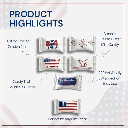 Tree Treasures USA Butter Mints Candy Individually Wrapped Parade Throws | 220ct Patriotic Mints, Individually Wrapped Mints, Peppermint Candy - image 2