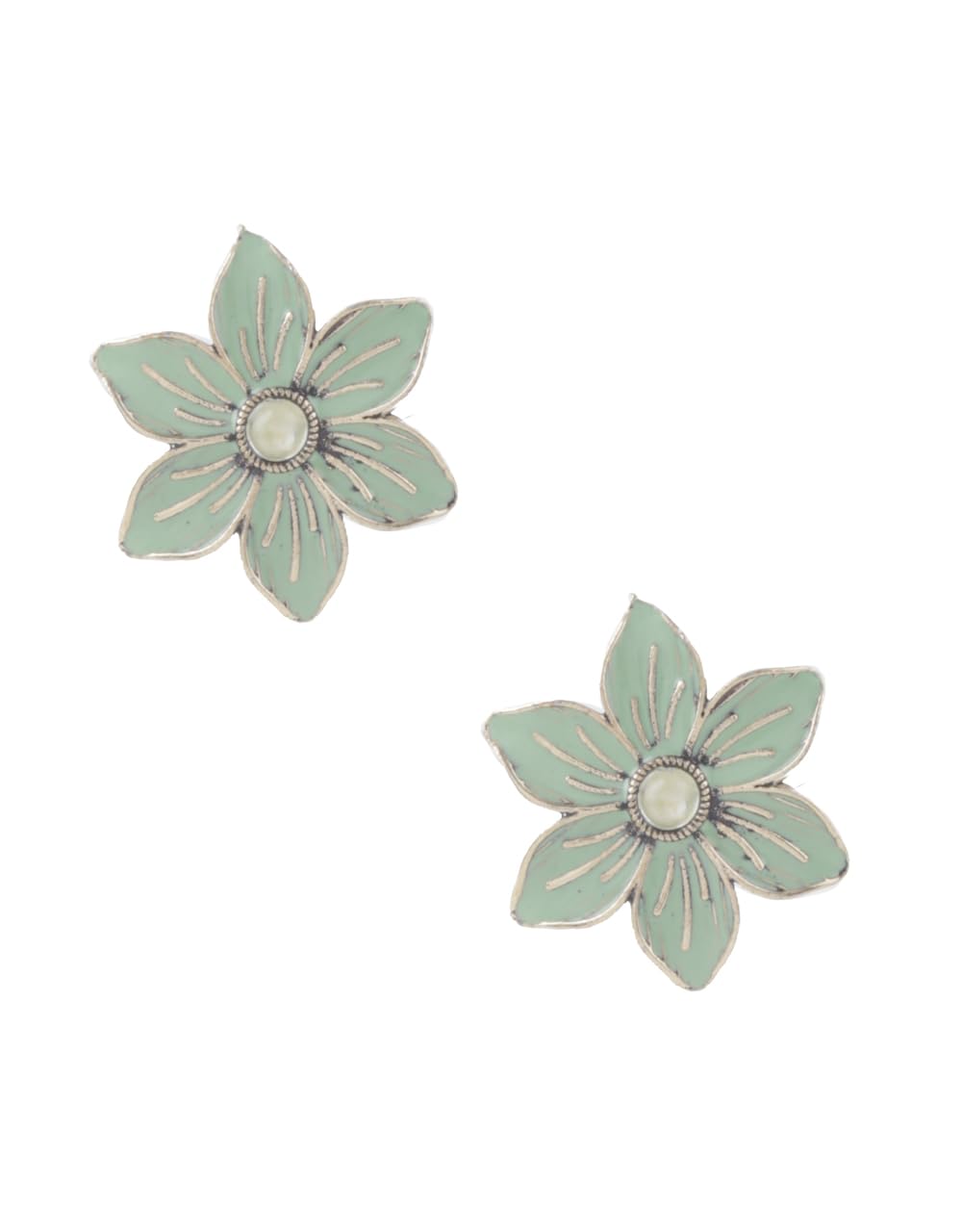 Anuradha Pista Colour very Classy Flower Shape Wonderful Studs Earrings | Fancy Ear-Tops For Stylish Women & Girls | Perfect For Gift |Silver Earrings Tops