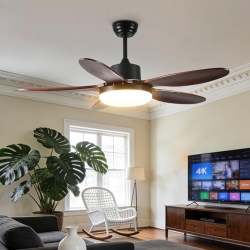 Ventilateur de plafond moderne avec éclairage connecté télécommande et voix