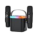 DRSYXCS Mini Karaoke Maschine mit 2 Mikrofones, Kreative Musik Lautsprecher mit Mic Halter für Kinder Erwachsene mit LED-Licht und Stimme Wechselnde Effekte Geschenke Spielzeug für 3-12 Jahre