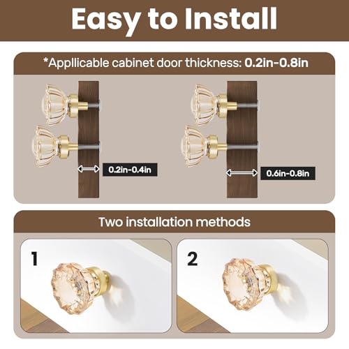 Image of 16 Pack Champagne Gold Crystal Cabinet Knobs for Drawer,1.5 inch