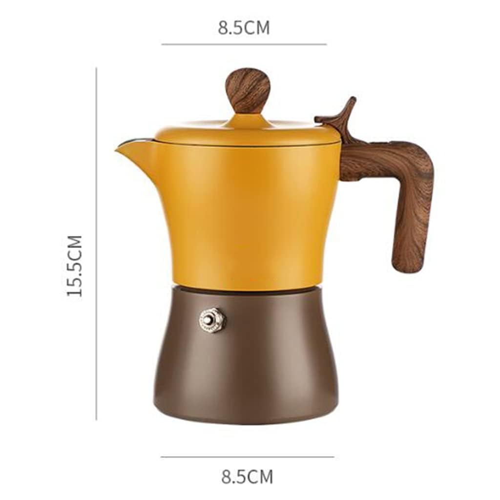 Estufa italiana para café expreso, cafetera de aluminio de 3 tazas, cafetera Moka con mango de madera (blanco)