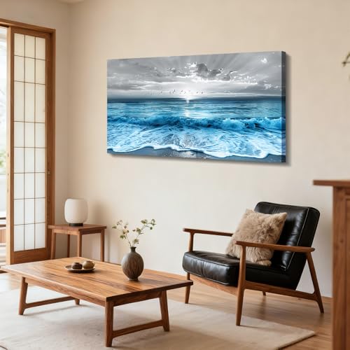 Tableau decoration murale grand format moderne coucher de soleil mer - 6