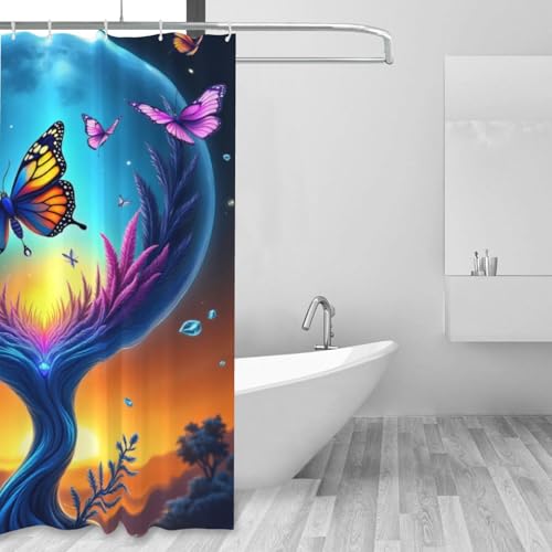 Rideau de douche papillon lavable en machine pour éviter les projections