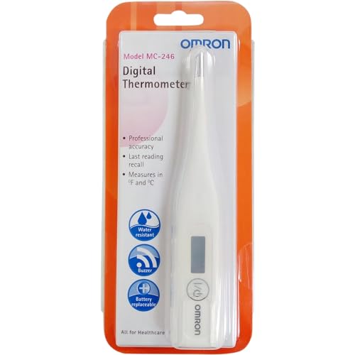 Omron MC 246 Digital Thermometer With Quick Measurement of Oral & Underarm Temperature in Celsius & Fahrenheit, Water Resistant for Easy Cleaning