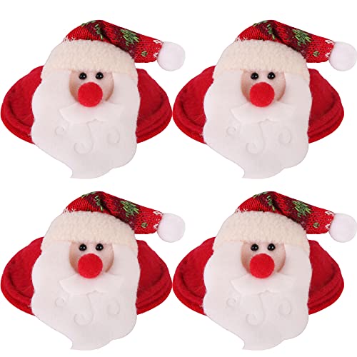 PartyBus Christmas Wine Glass Charms 4 pack, Shatterproof Accessories And Gifts For Guests Hostess Relatives, Party Favors And Family Gathering, Novel Xmas Holiday Decor, 3D Festive Santa