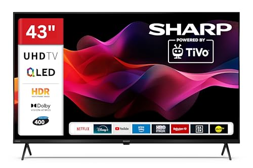Sharp QLED Fernseher 43 Zoll Smart TV Powered by TiVo - 4K UHD Fernseher mit Dolby Vision HDR, Dolby Atmos und Triple-Tuner, QLED TV 43HM5745E (2026)