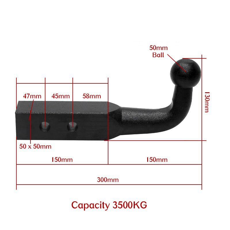 Kit de Enchufe para Remolque con Bola 50mm–Acople de Acero Templado,Compatible Receptor 50x50mm,Adaptador de Enganche de Remolque para Remolque de Autocaravana RV (2" Rise)