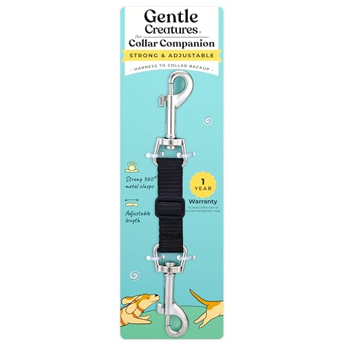 Gentle Creatures Collar Companion - Adjustable Backup Clip for Dog Harness, Prong, Pinch Collars, Gentle Lead - Double Ended Backup Clasp - Harness to Collar Safety Clip