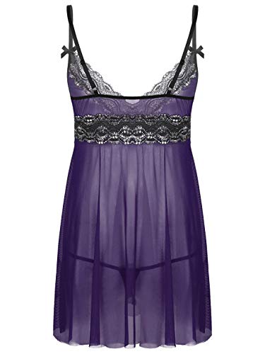 AGJGFM Men's Sissy Lingerie Nightgown Cami Lace Tirm Teddy Babydoll Sleepwear Chemises2