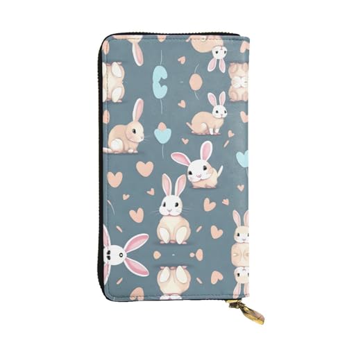 Cartoon cute bunny Long Zip Clutch Wallet - Unisex Phone Case with Credit Card Slots, Coin Compartment, Cash Slot