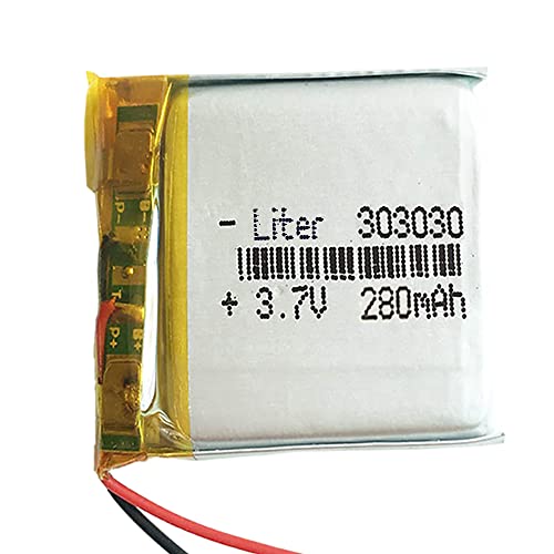 Batteria 303030 LiPo 3.7V 280mAh 1.036Wh 1S 5C per lelettronica Ricaricabile Telefono Portatile Smartwatch Orologio GPS - Non adatto per Radiocomando 32x30x3mm 280mAh303030