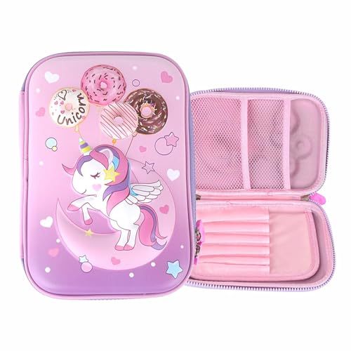 Image of DEOXY 3D Unicorn Pencil case Large Capacity Premium Stylish EVA Case Embossed Compass, School Supply Organizer for Students, Stationery Box, Cosmetic Zip Pouch Bag-CK22