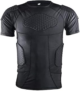 Men's Padded Compression Shirt Protective Short Sleeve T Shirt Rib Chest Protector