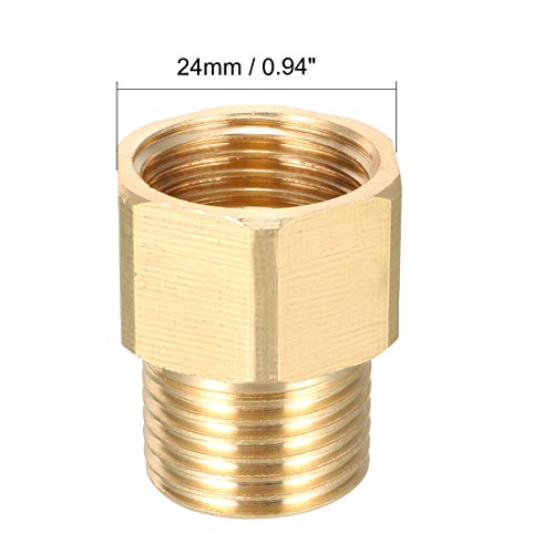 sourcing map Brass Threaded Pipe Fitting G1/2 Male x G1/2 Female Coupling 5pcs