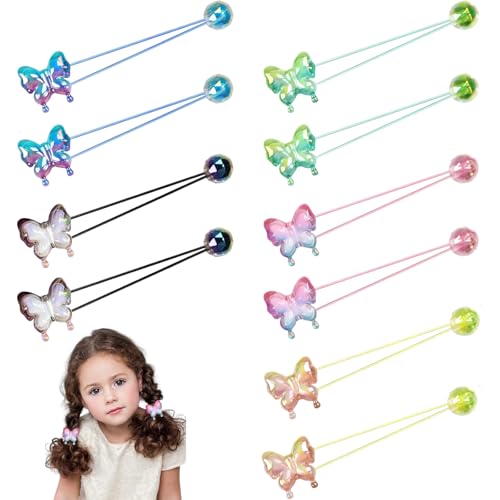 Ueiykoz 10 Pack Hair Balls for Girls Hair,Butterfly Hair Ties for Girls Toddler Kids Ponytail Holders Hair knockers Cute Hair Accessories