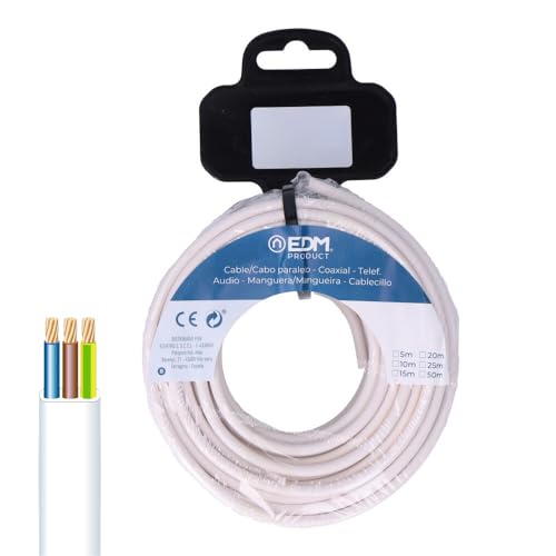 Carrete para manguera plana 3G 1,50 mm² blanca, 5 m - Ideal para riego y transporte de agua.