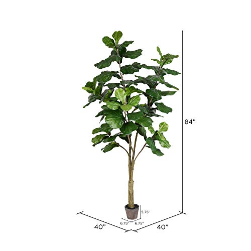 image for Vickerman Everyday Faux Fiddle Leaf Fig Tree 7ft Tall Green Silk Artif