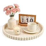 Deko Tablett Rund 30cm Silikon Beige Dekoteller Dekotablett Badezimmer Deko