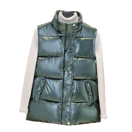 Cadeau femme gilet en duvet chic col montant doudoune verte pour fête d'hiver