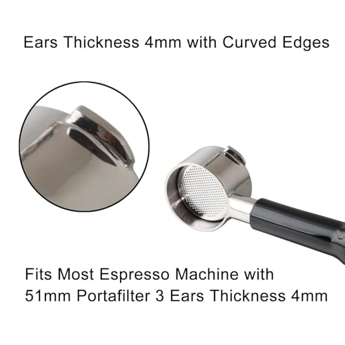 Image of CAPFEI 51mm Bottomless Portafilter Compatible with Gevi Espresso Machine, 51mm portafilter 3 ears with Prongs Thickness 4mm