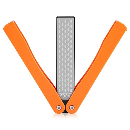 Pedra de Nitidez Portátil, Dobrável de Dupla Face 400/600 Whetstone para Camping Ao Ar Livre, Feito Material, Uso Versátil Com Ferramentas Cozinha e Tesoura (Amarelo)