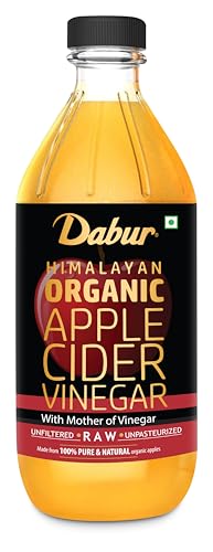 Dabur Himalayan Organic Apple Cider Vinegar with Mother of Vinegar |100% Pure| USDA Organic Certified |Raw, Unfiltered and Unpasteurized|Helps Weight loss & Boost Immunity - 500 ml