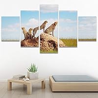 SIGNWIN 5 Panel Canvas Wall Art Animals Expressionism Group Modern Artwork for Home Decorations Ready to Hang - 60