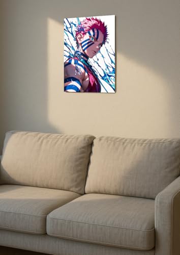 Image of NIJUKA Anime Printed A4 Size Metal sheet Poster For Home And Room Decoration | For Anime Art Fans Boys And Girls (Side Look Akaza)