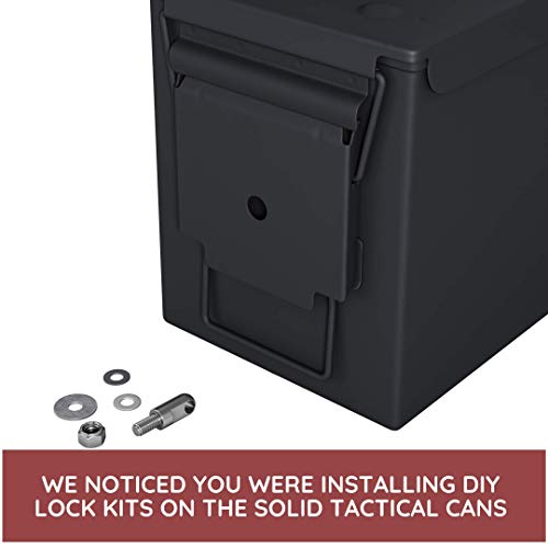Solid Tactical 50 Cal Ammo Can with Locking Kit – New Steel Black Ammo Box Military & Army M2A1 for Long-Term Waterproof Ammunition & Valuables Storage Case - Thumbnail 3
