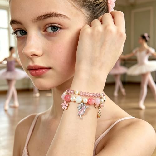 Image of Ballerina Bracelet Dance Recital Bracelet Ballerina Blue Bracelet Cute Ballerina Dance Beaded Bracelet Ballerina Friendship Bracelets Ballerina Party Jewellery