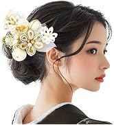 Amazon.co.jp: 髪飾り3点セット 振袖 成人式 kk-057 白 つまみ細工 花