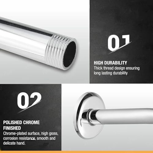 Image of Shower Rod For Shower Head For Bathroom Ennius Durable Bathroom Accessories Set | Shower Arm For Bathroom Shower | Portable Shower, Bathroom Shower Set | Shower Head With Arm (Round, 12 inch)
