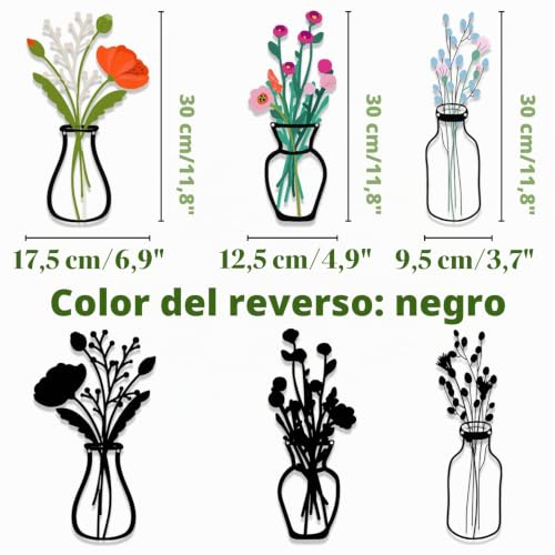 Miniatura 2 de Juego De 3 Flores De Metal Adornos Florales De Colores Para Decoraciones Rústicas De Pared Adornos De Pared En Un Cuarto De Baño O Un Comedor