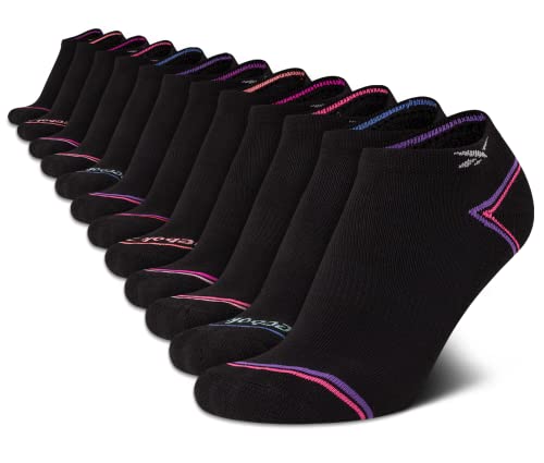 Reebok Girls' 12 Pack Performance Cushion Comfort No Show Socks - Breathable Active Socks for Girls (4-10) - Pink