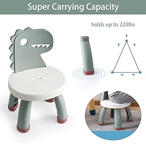 Toddler chairplastic kids dino chairsturdy durable and lightweight toddlers activity chairsanti slip ergonomic design kids step stoolindoor or outdoor use for boys girls aged 1 green  urban country home decor