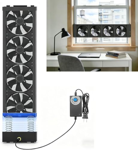 Image of 27.6-29.5 Inch Vertical Window Fan For Sliding Windows -Stepless Speed Control (0-2800 Rpm) Window Exhaust Fan Waterproof Vertical Window Fan With Living Rooms Bedroom Attics Garages