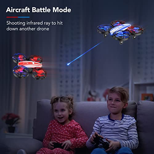 Potensic 2 Pack Mini Drones, Rc Quadcopter For Kids Beginners With Ir Battle Mode, 3D Flip, Circle Fly, Self-Rotate, 3 Speeds, Headless Mode, Altitude Hold, Flying Toy Gift For Boys Girls (Red, Blue) #TOP2