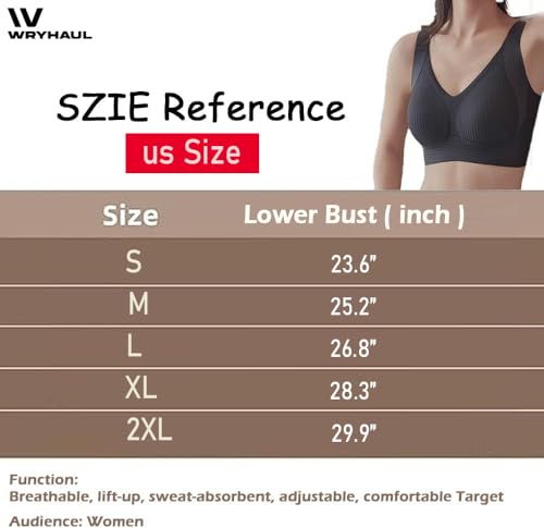 Floralshe Brasier, Floralshe Bra, Women's Solid Color Four Rows Adjustable Wireless Bra Full Coverage Ribbed Bralettes2