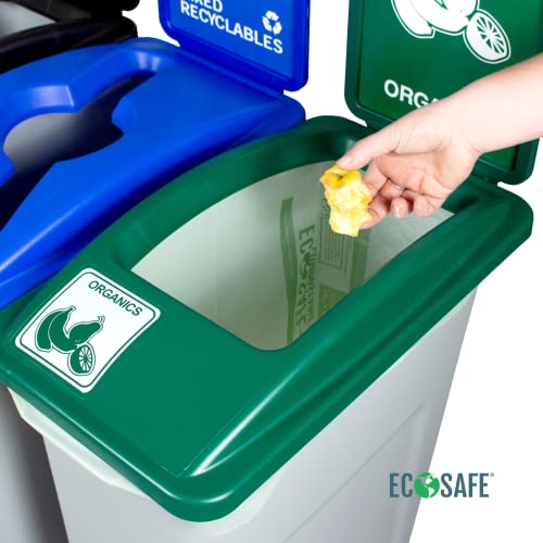 Image of EcoSafe-6400 HB2844-8 Certified Compostable Bag - 28x44 inch Green Bags for 23 Gallon Bin - Extra Strong Leak, Puncture and Tear Resistant Food Scraps Bin Liners, Pack of 135